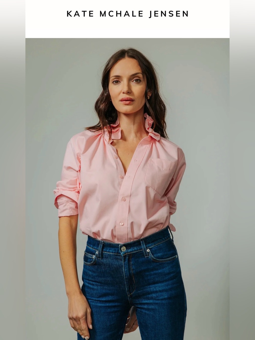 KMJ Quarantina Boyfriend Fit Pink Button-Down Shirt